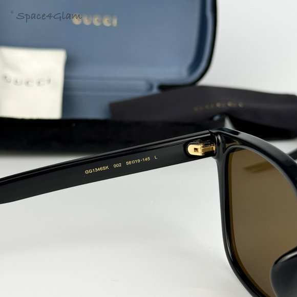 Gucci Women Sunglasses Black Brown Polarized Square GG1346SK 002 NEW main image 10